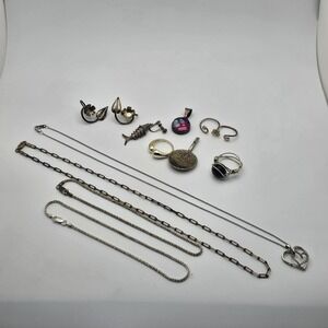 Vintage 925 Sterling Silver Jewelry Mostly Wear, Some Scrap Or Repair 34.8g